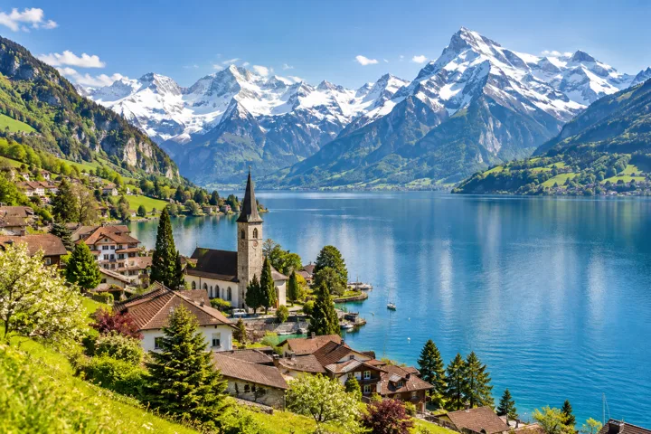 Swiss Alpine scenery — destination illustration