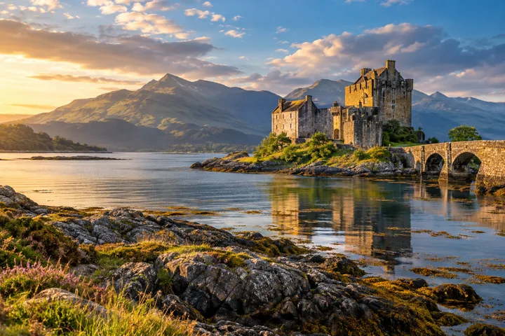 Scottish coastal castle — destination illustration